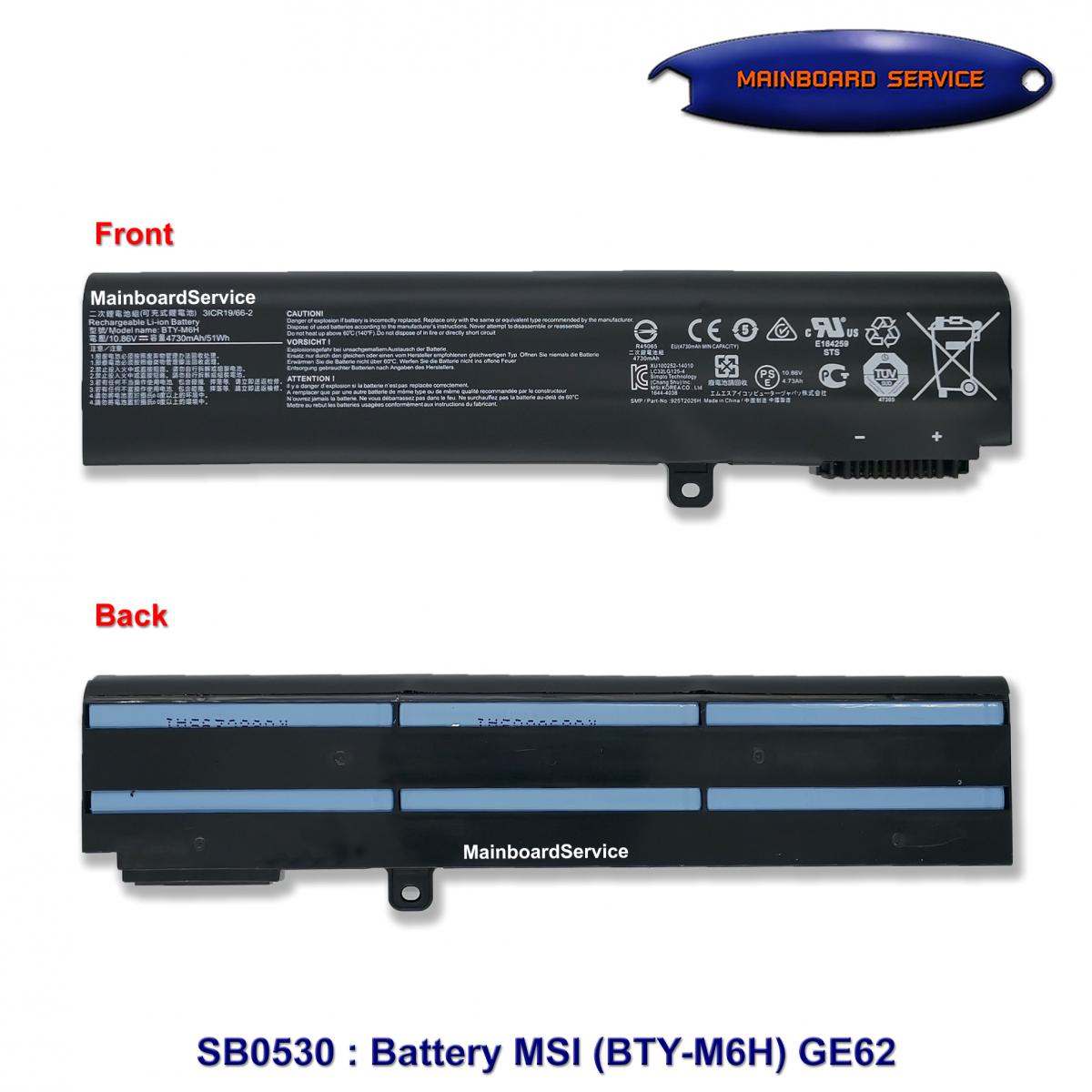 BatteryMSI ORG BTY M6H GE62 GL63 GE72 GP62 GP72 GL62 GL72 PE60 PE70 MS 